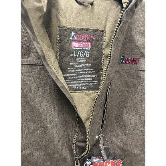 Rocky Boot Vest Men's L Waterproof Rugged Brown Canvas Lined Full Zip *NEW* - Picture 3 of 9